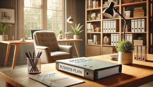 business plan sitting on a desk